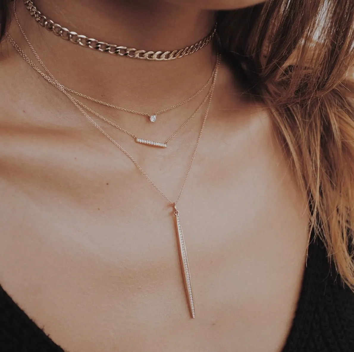 Diamond Bar Necklace