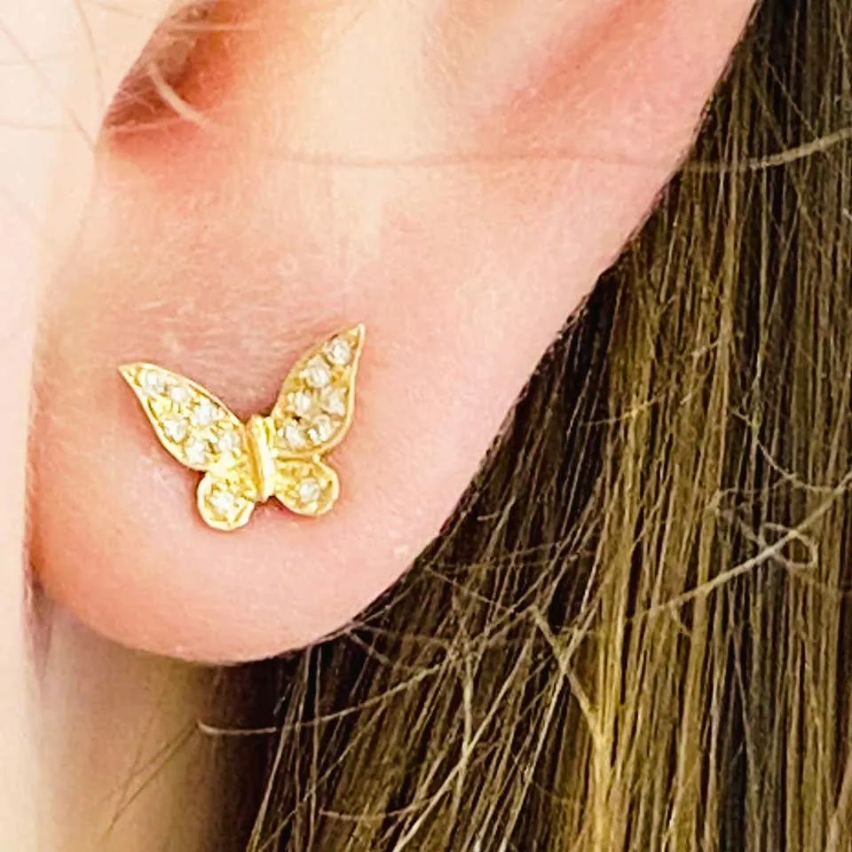 Diamond Butterfly Stud Earrings