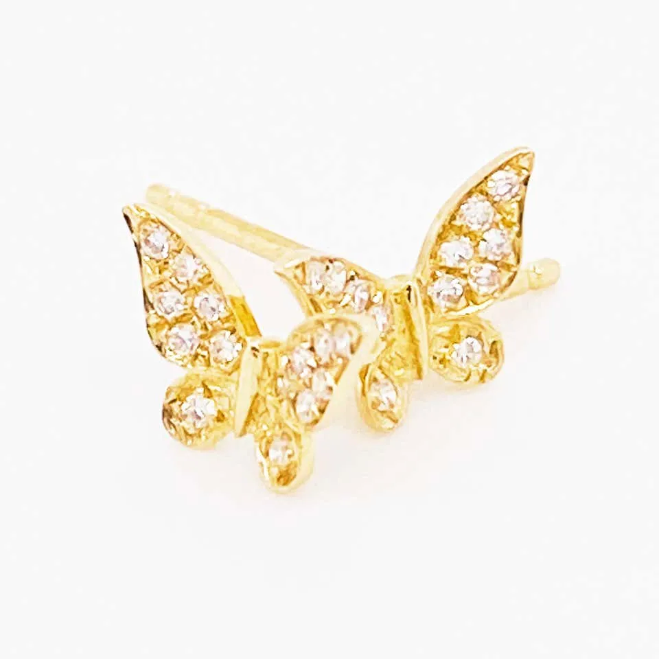 Diamond Butterfly Stud Earrings