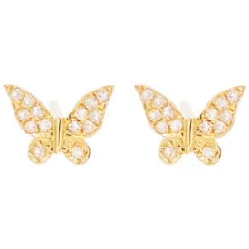 Diamond Butterfly Stud Earrings