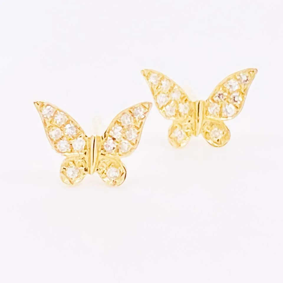 Diamond Butterfly Stud Earrings