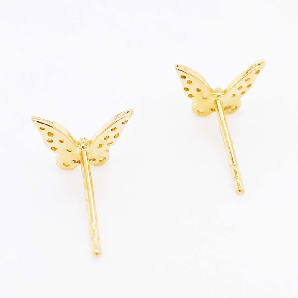 Diamond Butterfly Stud Earrings