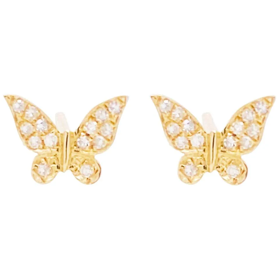 Diamond Butterfly Stud Earrings