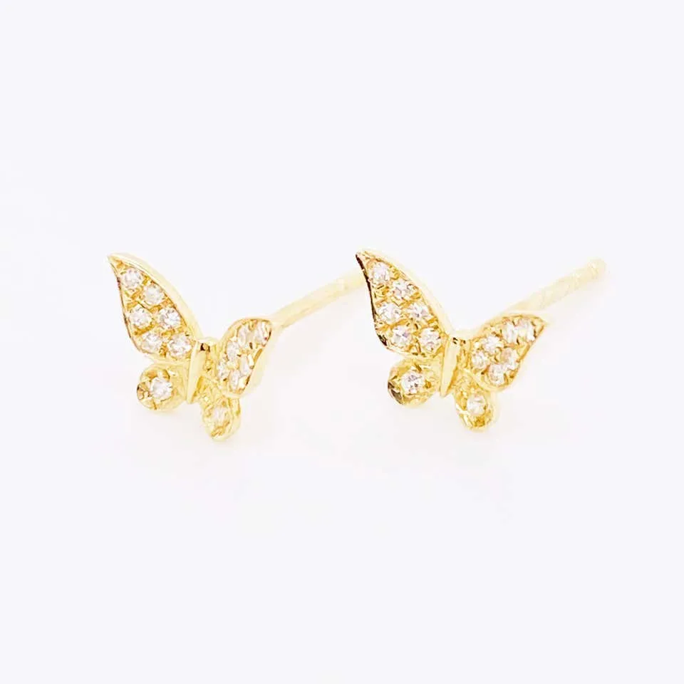 Diamond Butterfly Stud Earrings