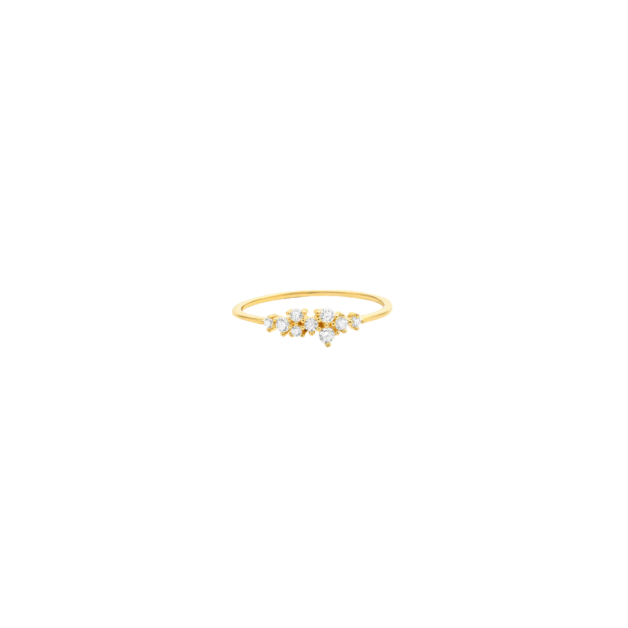 Diamond Cluster Bouquet Ring - 14K Yellow Gold