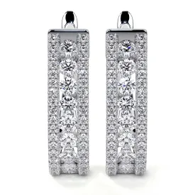 Diamond Cluster Huggie Hoop Earrings