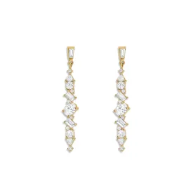 Diamond Cluster Linear Drop Earrings