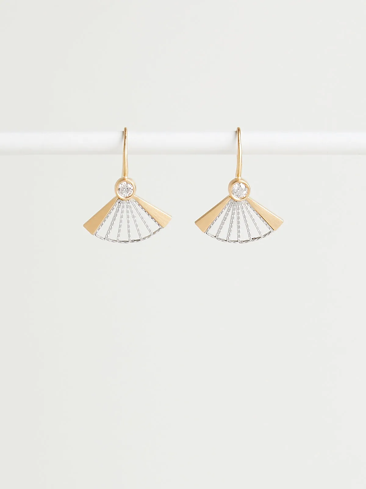 Diamond Fan Earrings in 18k Yellow Gold and Platinum