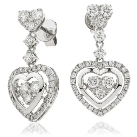 DIAMOND FANCY MOVEABLE EARRINGS IN 18K WHITE GOLD