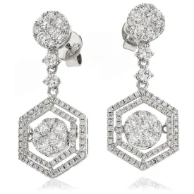 DIAMOND FANCY MOVEABLE EARRINGS IN 18K WHITE GOLD