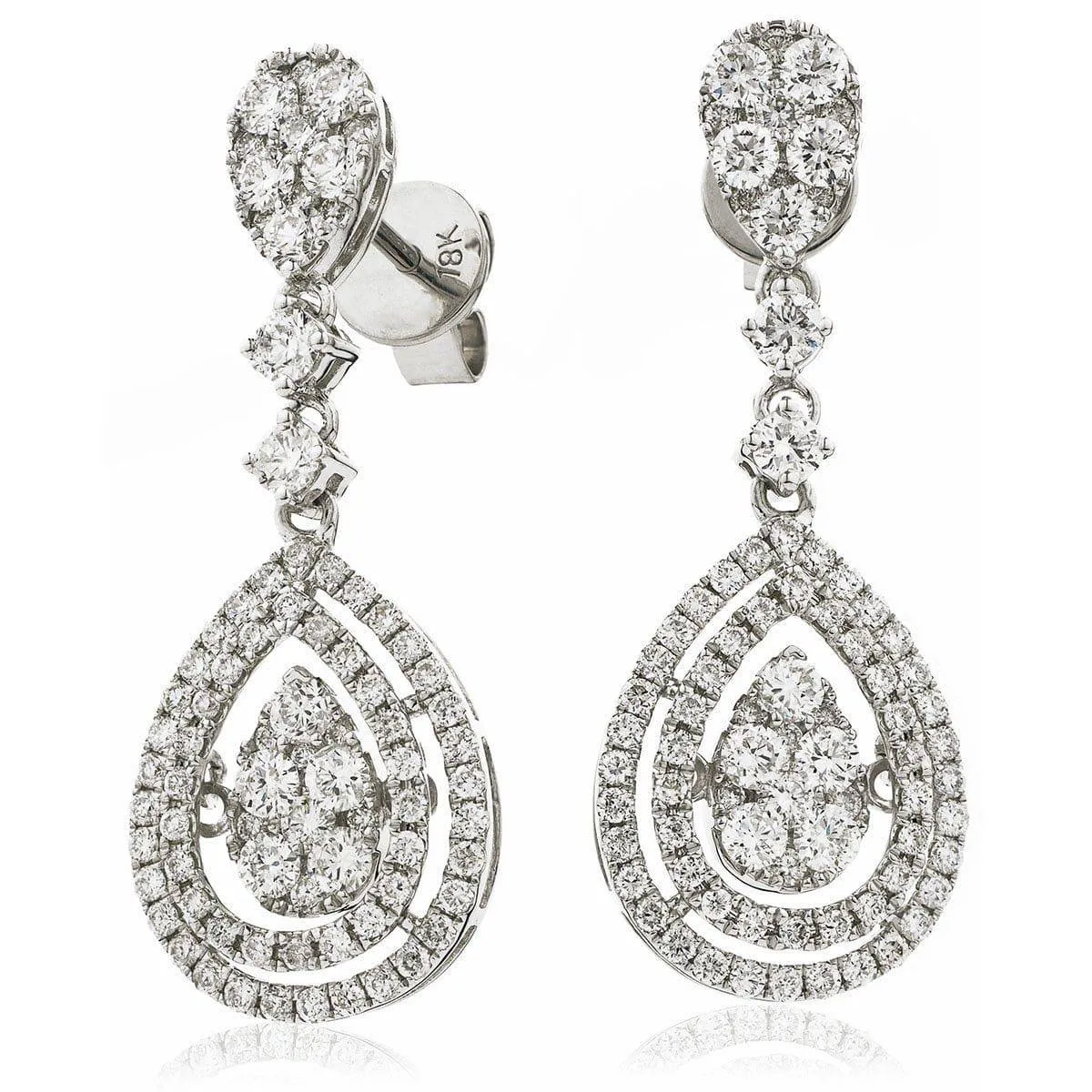 DIAMOND FANCY MOVEABLE EARRINGS IN 18K WHITE GOLD