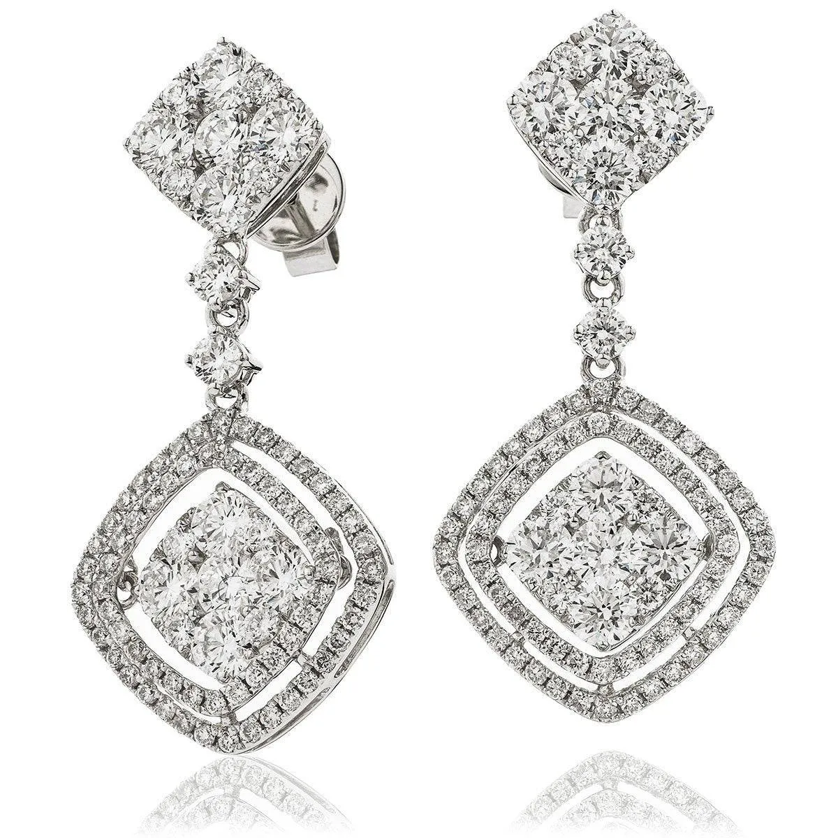 DIAMOND FANCY MOVEABLE EARRINGS IN 18K WHITE GOLD