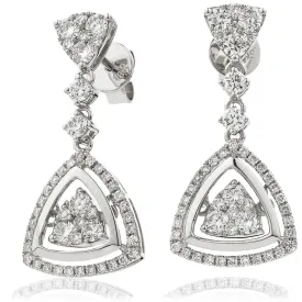 DIAMOND FANCY MOVEABLE EARRINGS IN 18K WHITE GOLD