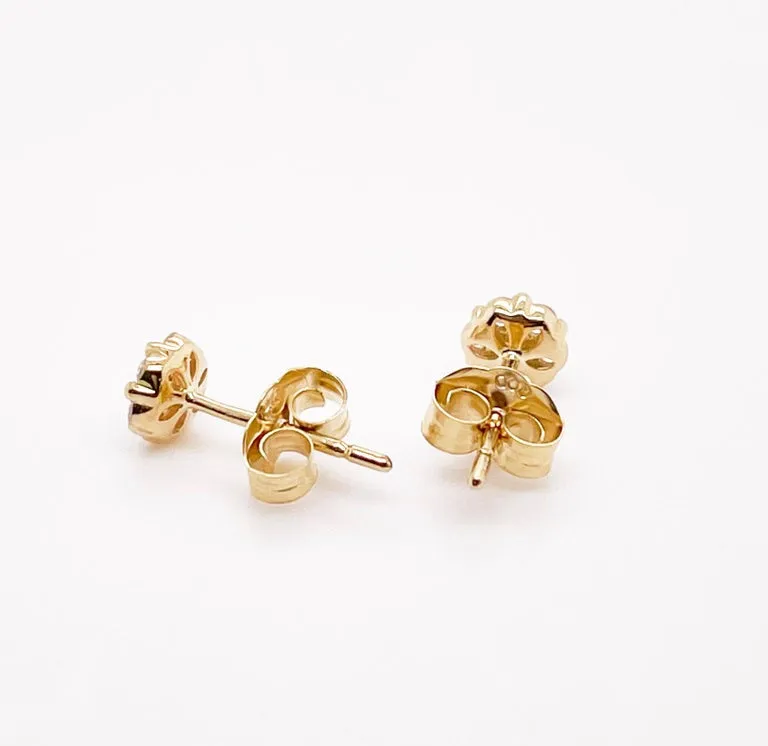 Diamond Flower Cluster Stud Earrings