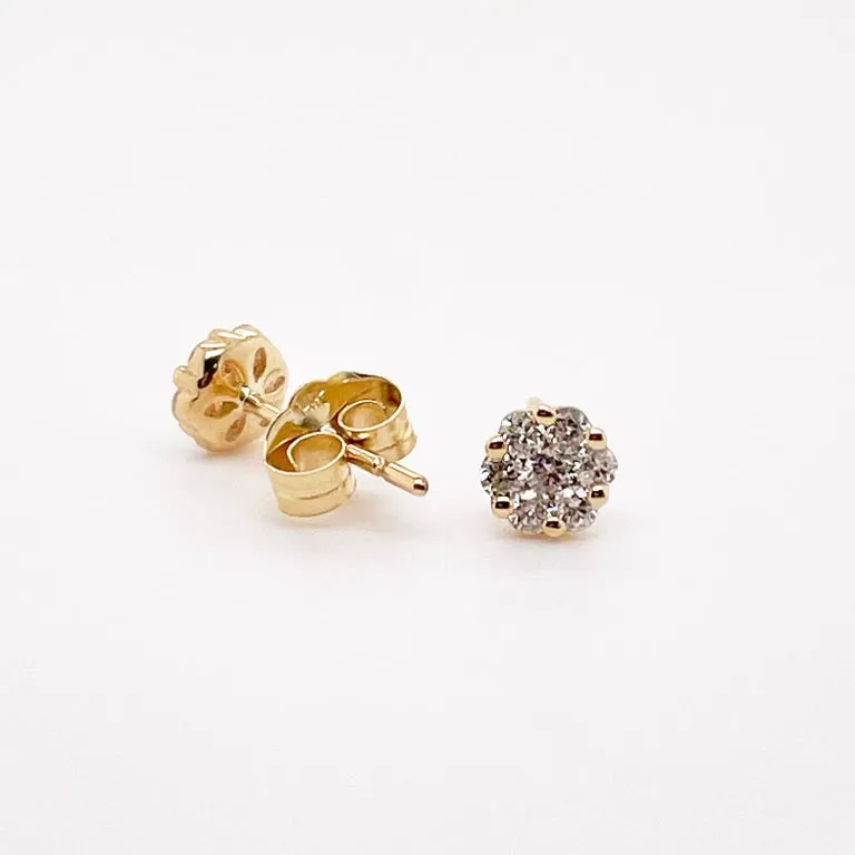 Diamond Flower Cluster Stud Earrings