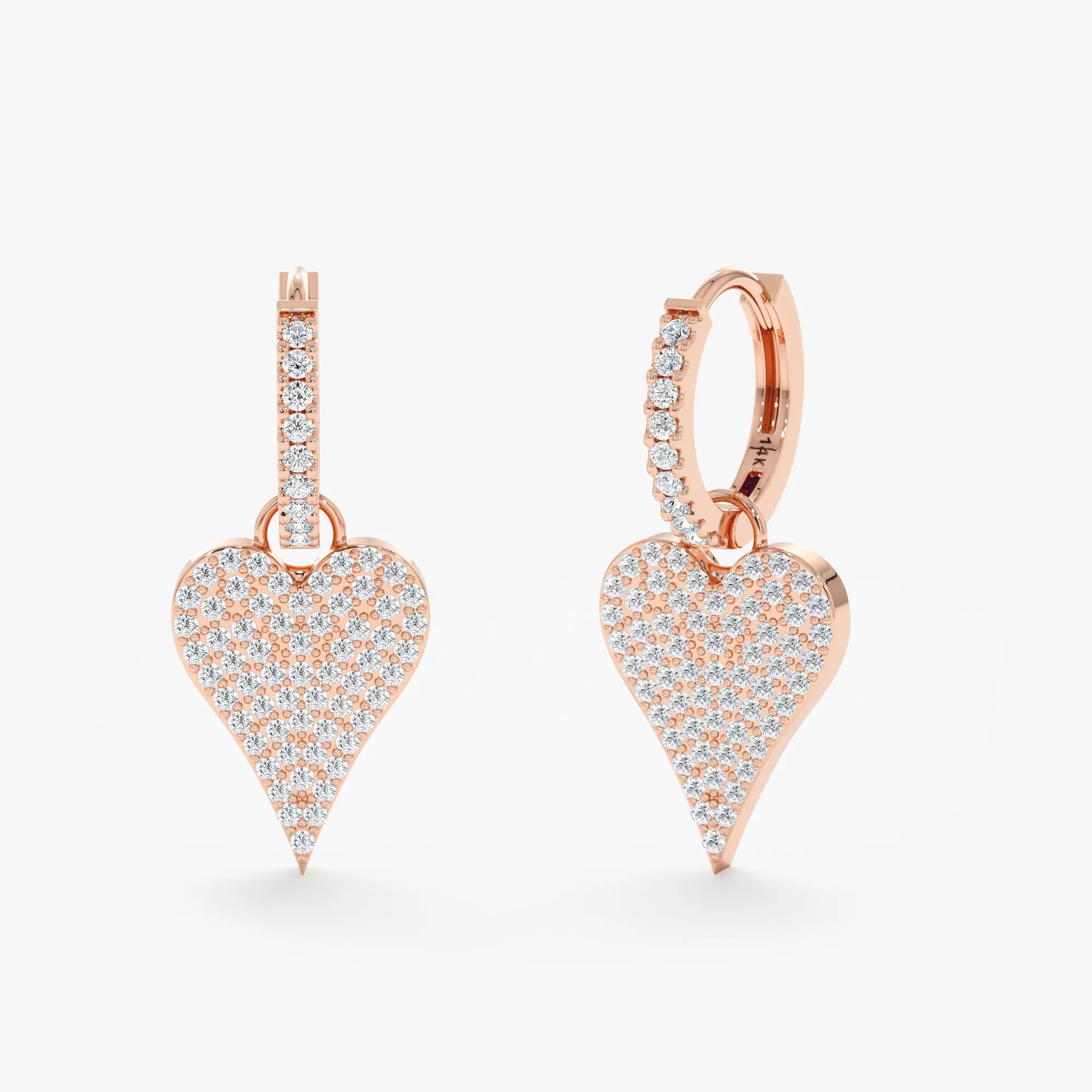 Diamond Heart Drop Earrings, Natalie