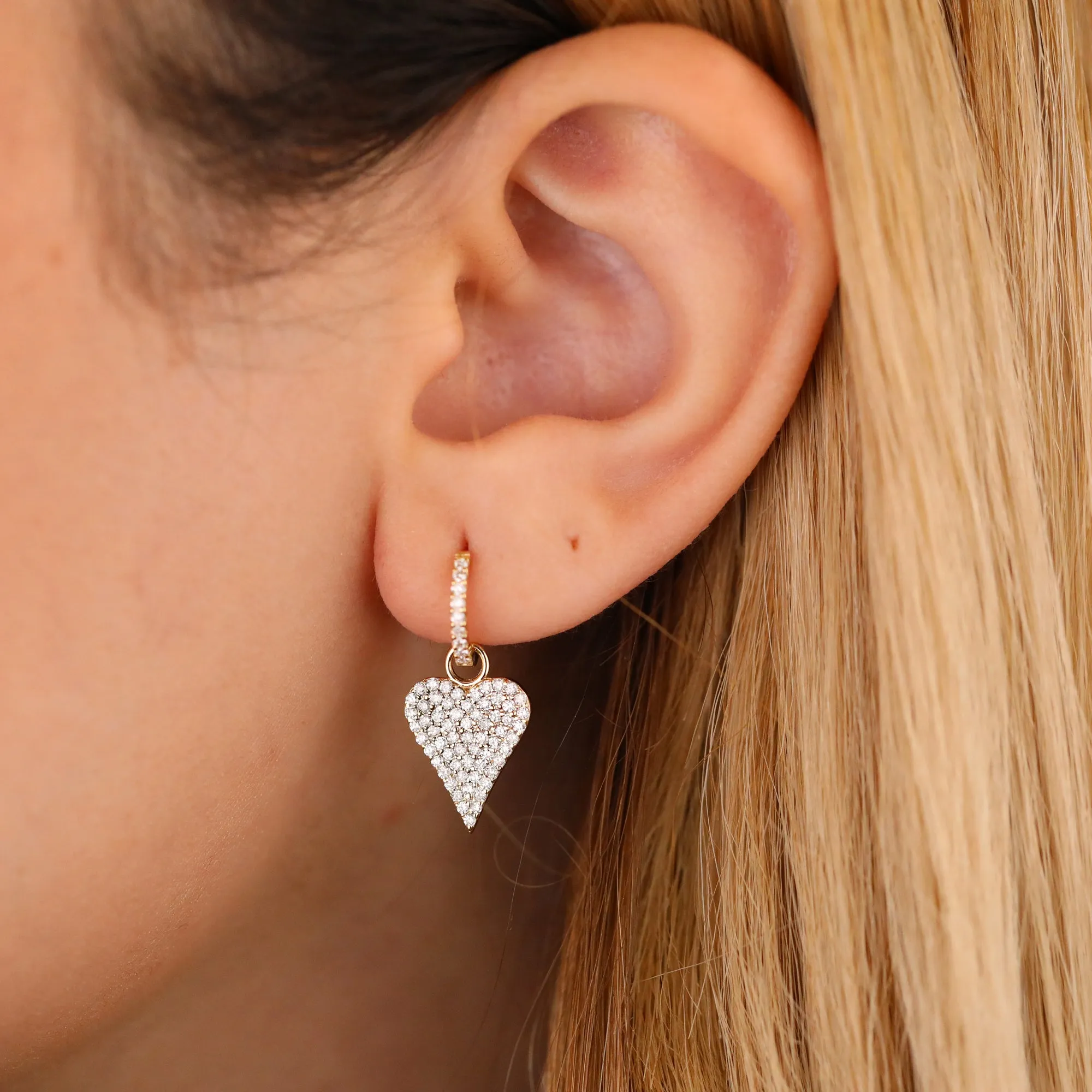 Diamond Heart Drop Earrings, Natalie