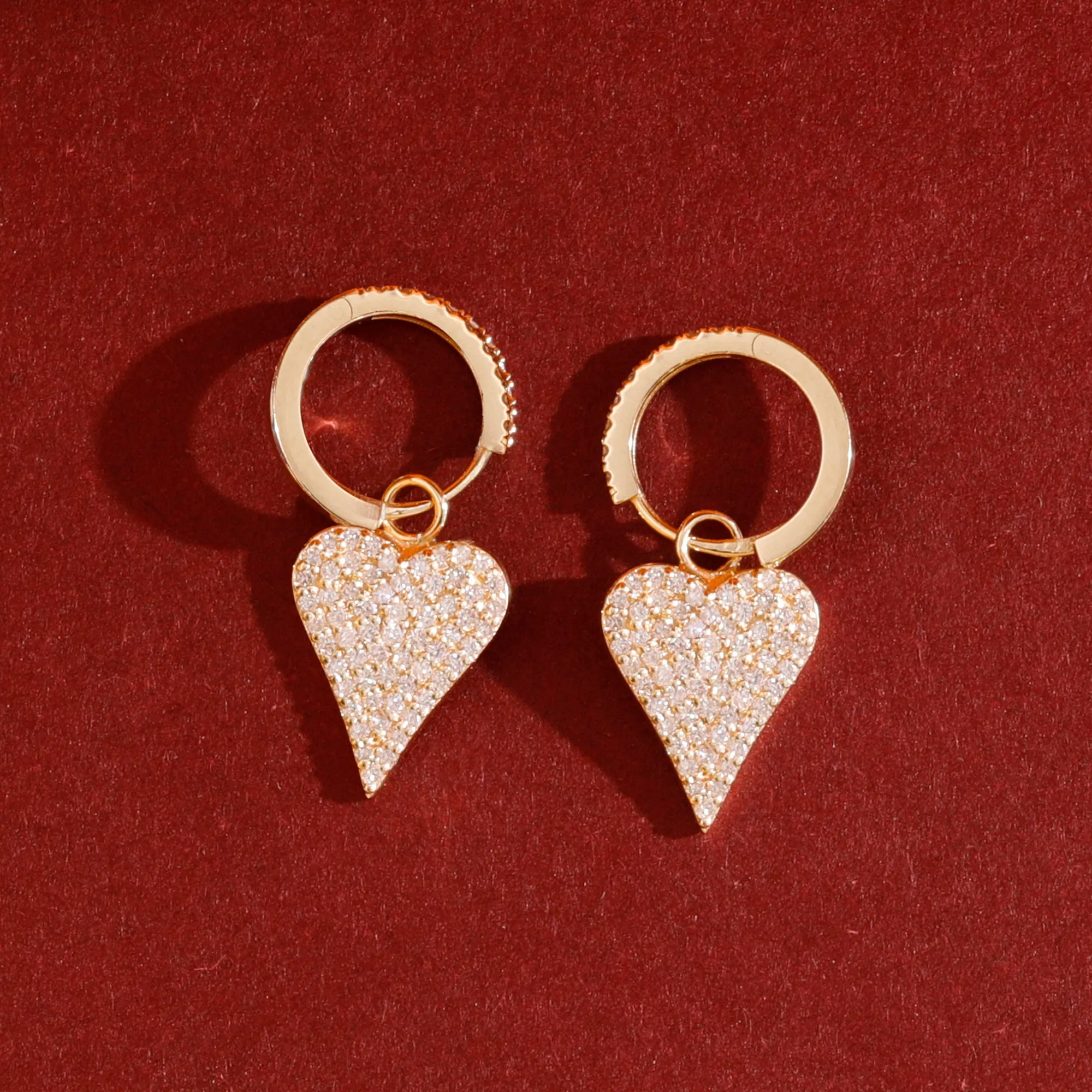 Diamond Heart Drop Earrings, Natalie