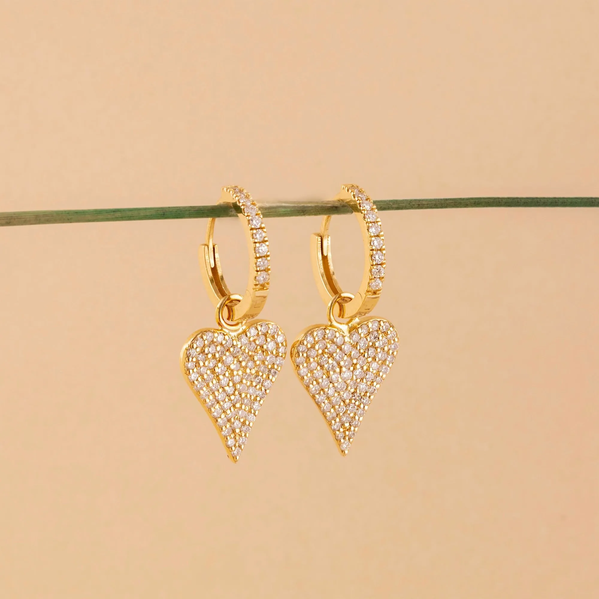 Diamond Heart Drop Earrings, Natalie