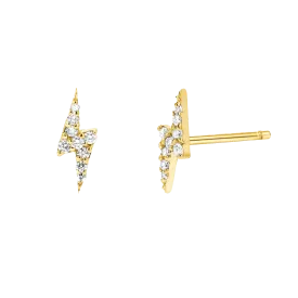 Diamond Lightning Bolt Stud Earrings