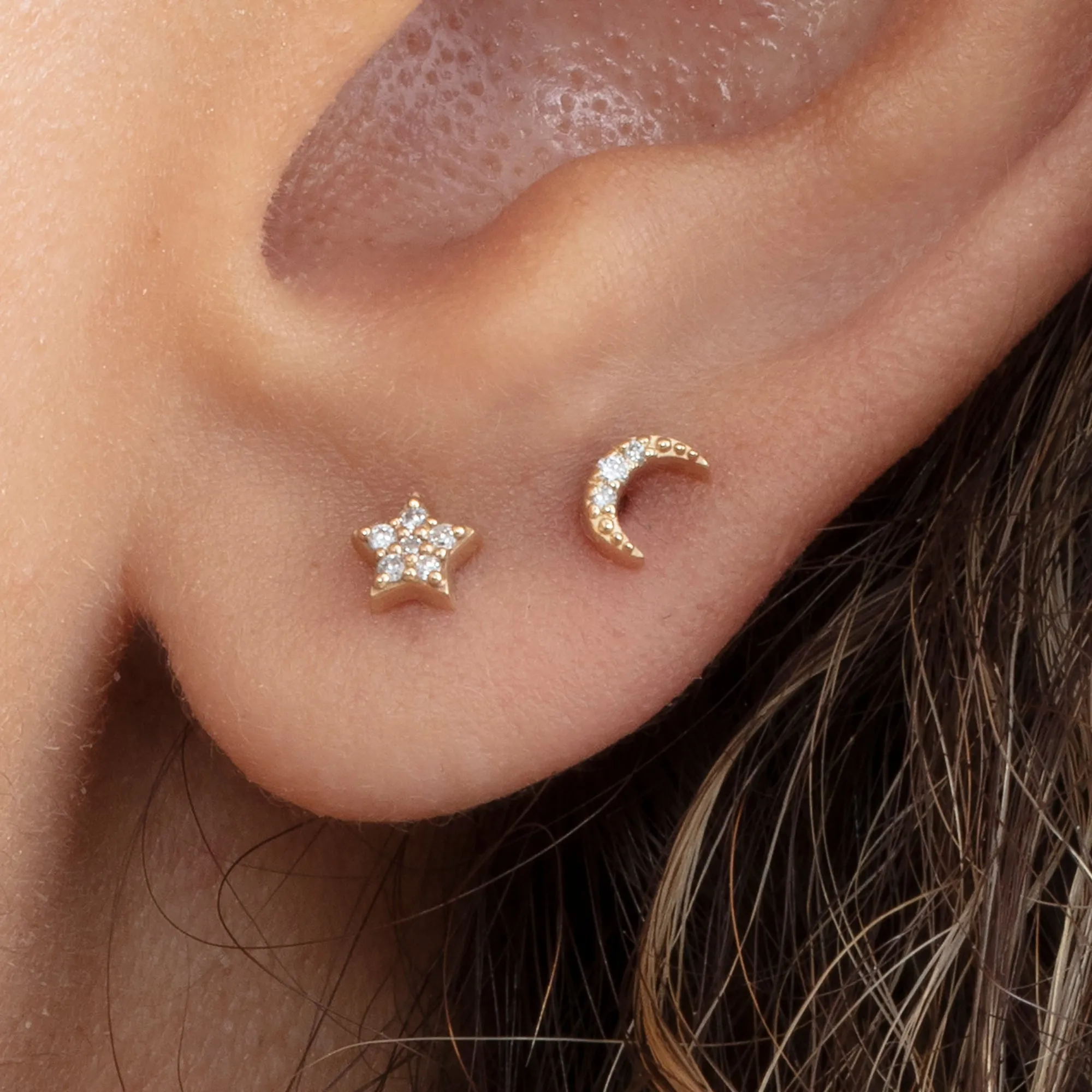 Diamond Moon and Star Studs, Astrid