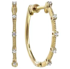 Diamond Station Threaded Hoop Earrings