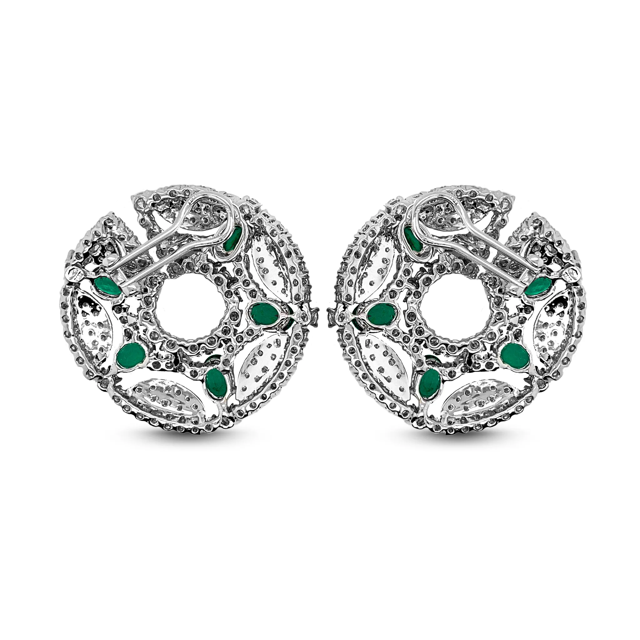 Diamonds & Emeralds Round Earrings