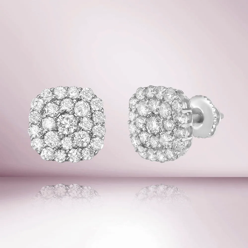 Double Halo Diamond Round Shape Stud Earrings (1.50 ct.) in 14K Gold