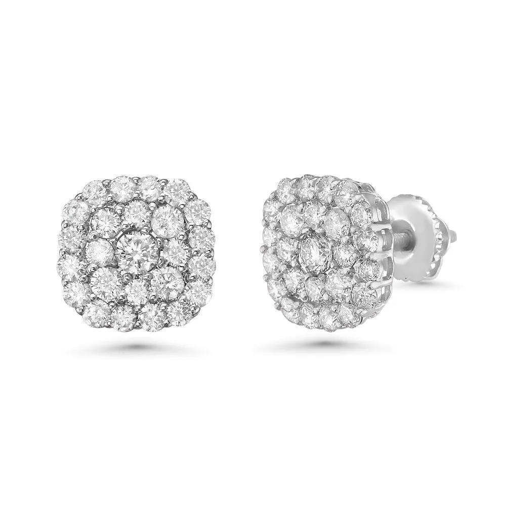 Double Halo Diamond Round Shape Stud Earrings (1.50 ct.) in 14K Gold