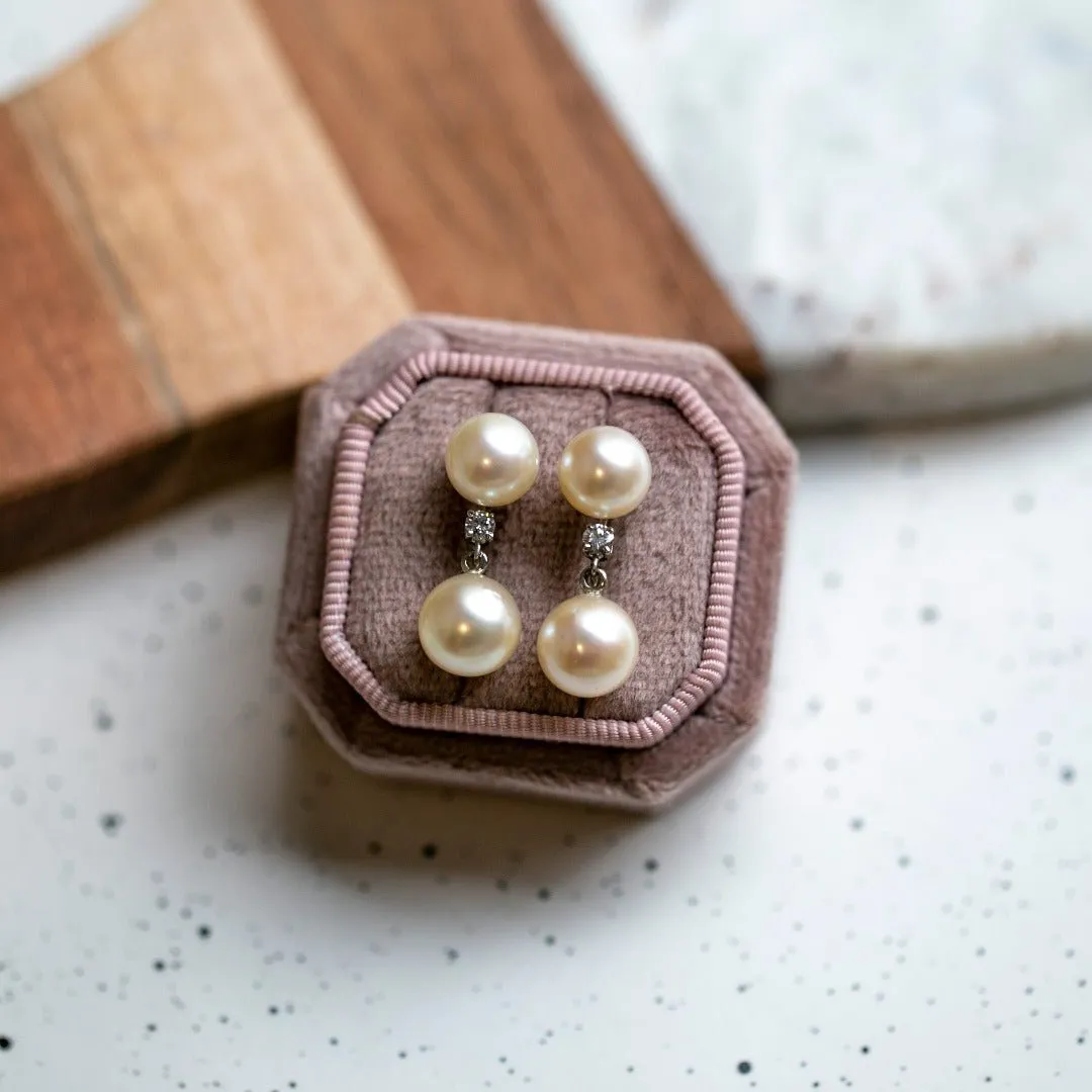 Double Pearl Drop Earrings