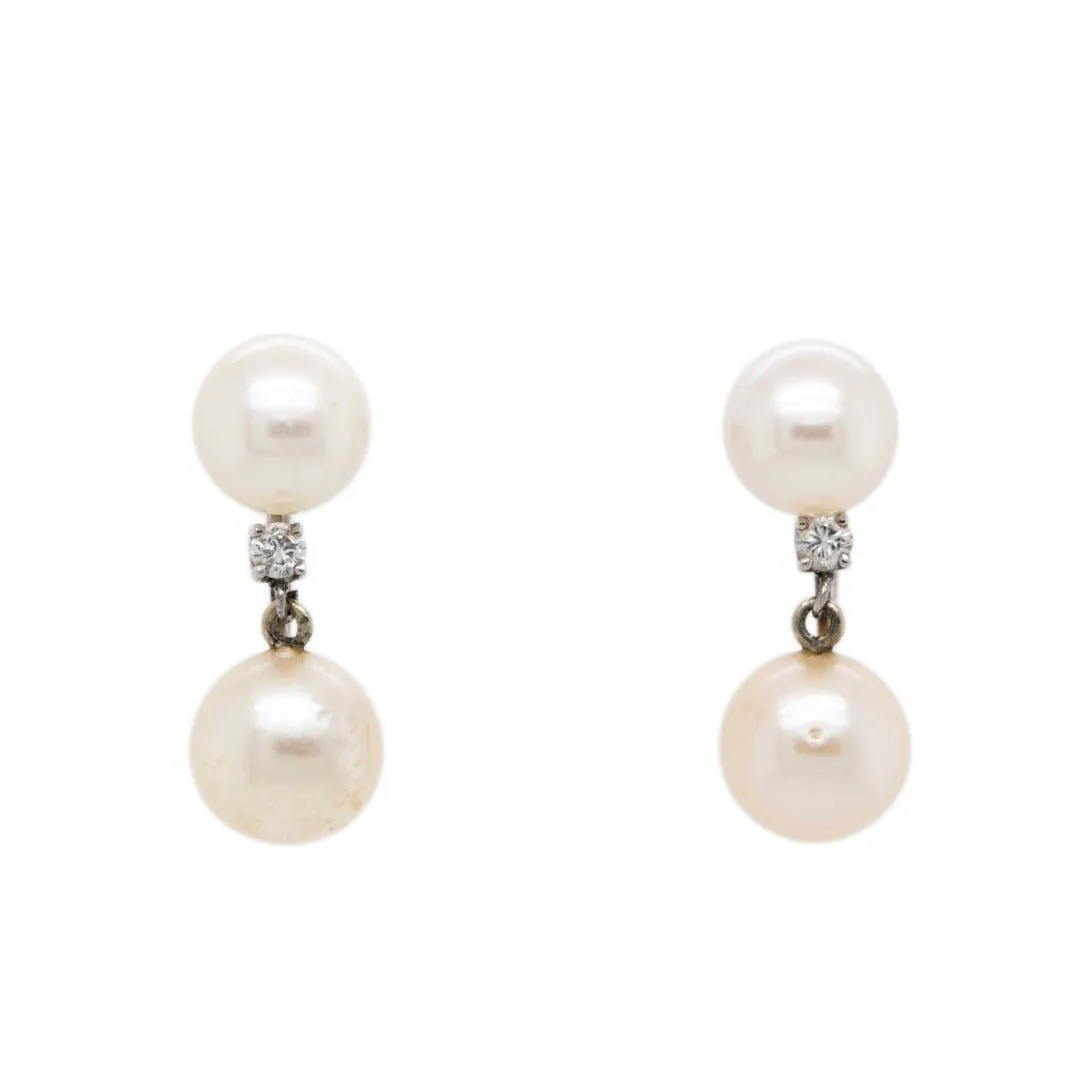 Double Pearl Drop Earrings