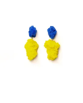 Double Sugar Earrings - Blue oxide and lemon yellow