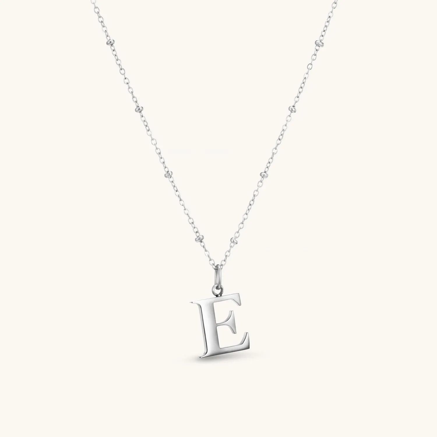 E Initial Pendant Necklace In Silver