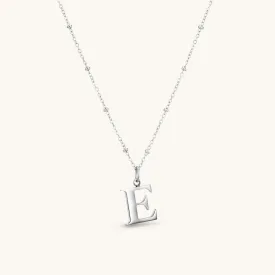 E Initial Pendant Necklace In Silver