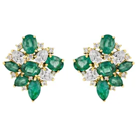 Earrings - Emerald, Diamond and Crystal