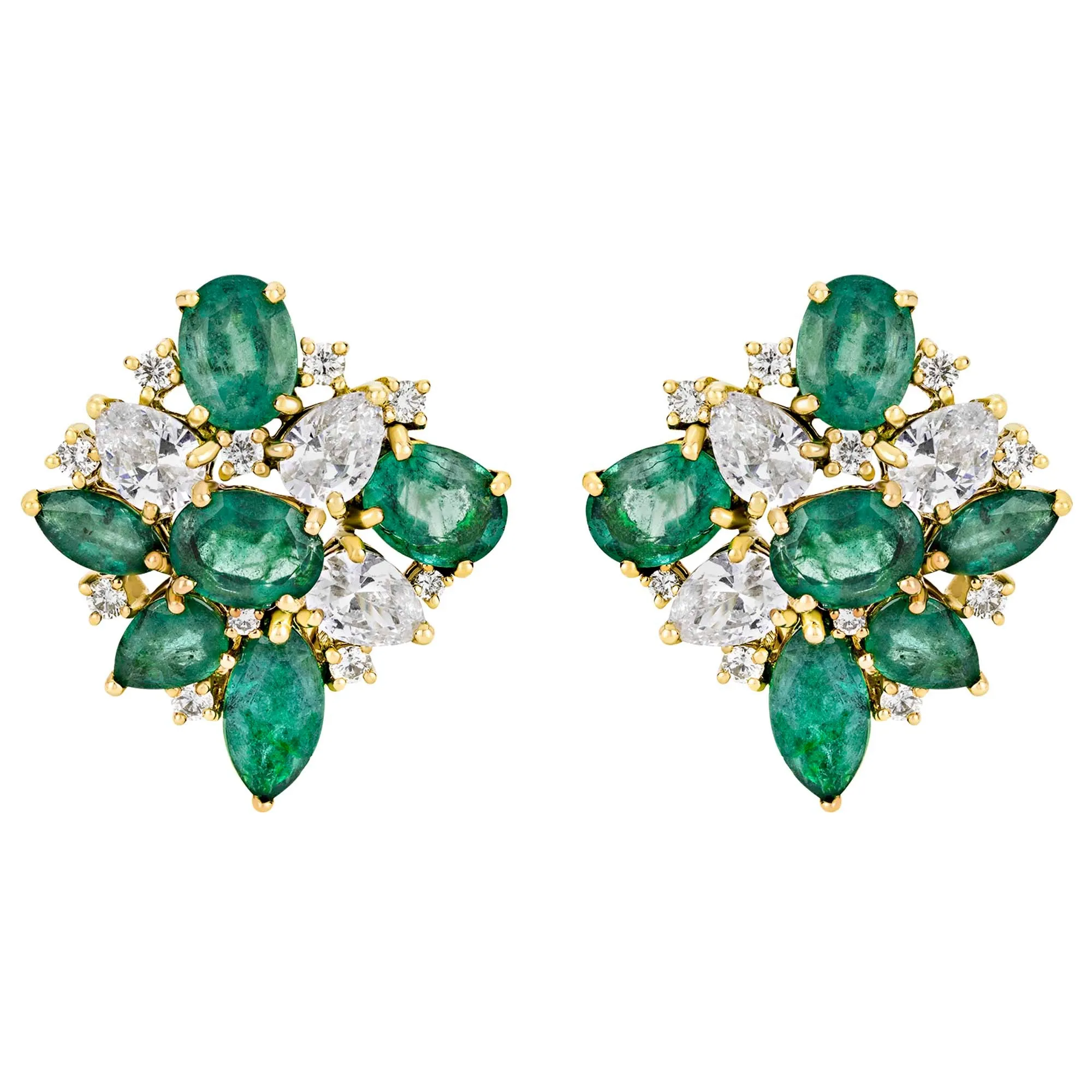 Earrings - Emerald, Diamond and Crystal