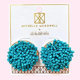 Earrings - Teal Beaded Studs