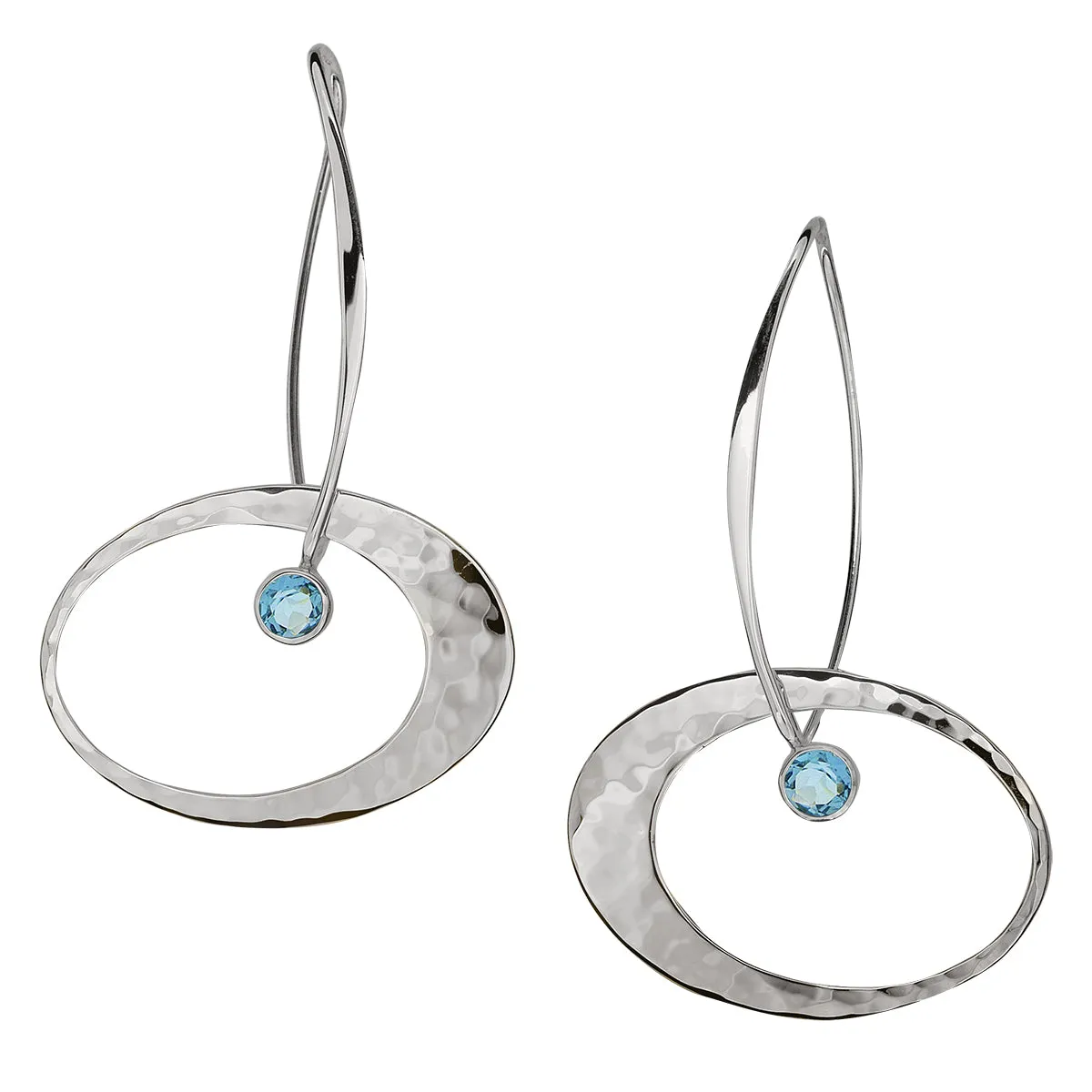 'Elliptical Elegance' Earrings w Blue Topaz