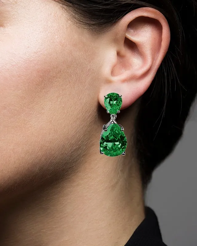 Emerald Double Drop Earrings