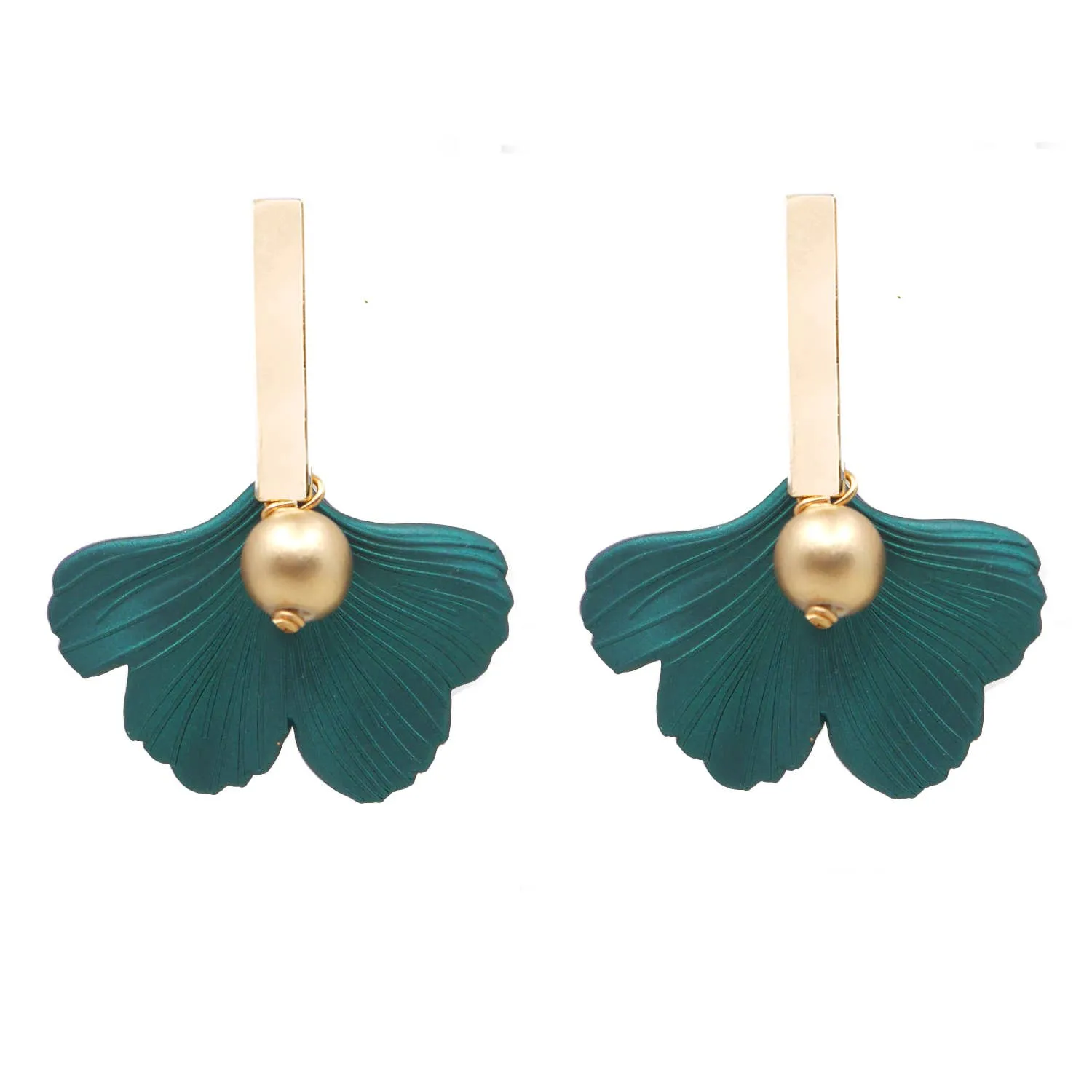 Emerald Green Ginkgo Leaf Statement earrings