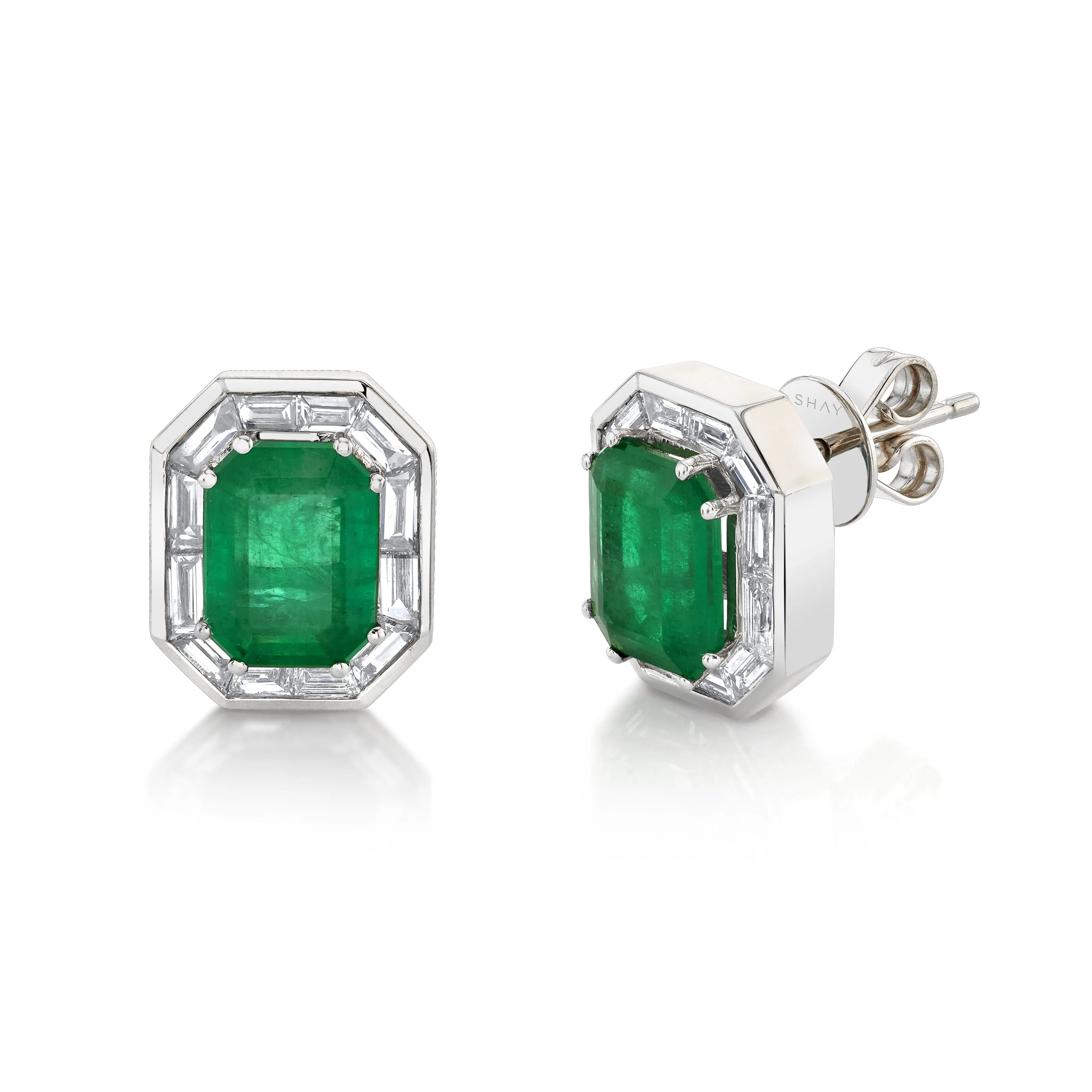 EMERALD HALO STUDS