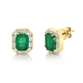 EMERALD HALO STUDS