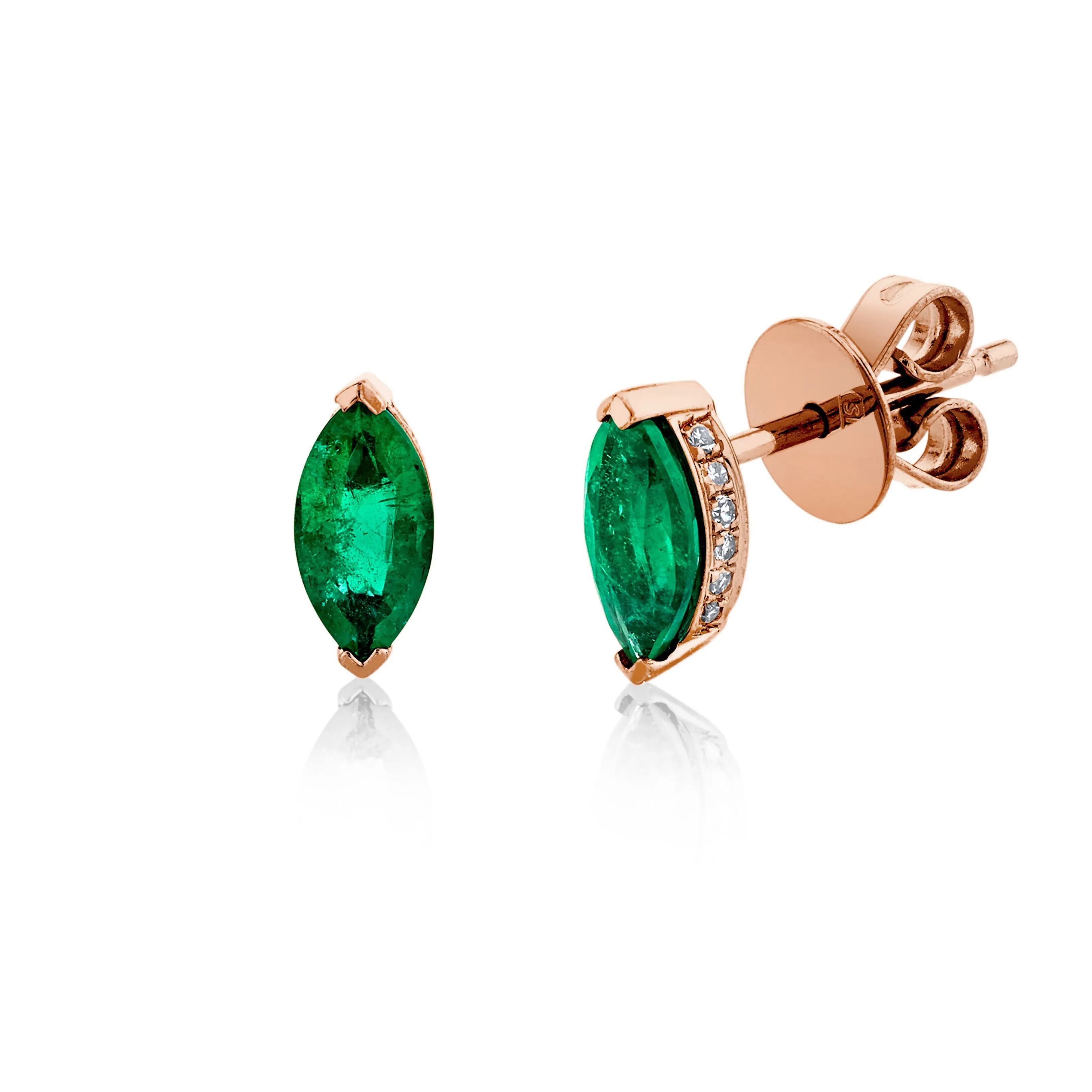 EMERALD MARQUISE HALO STUDS