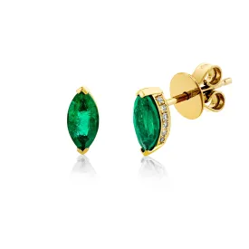 EMERALD MARQUISE HALO STUDS