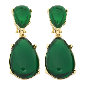 Emerald Resin Teardrop Cabochon Earring