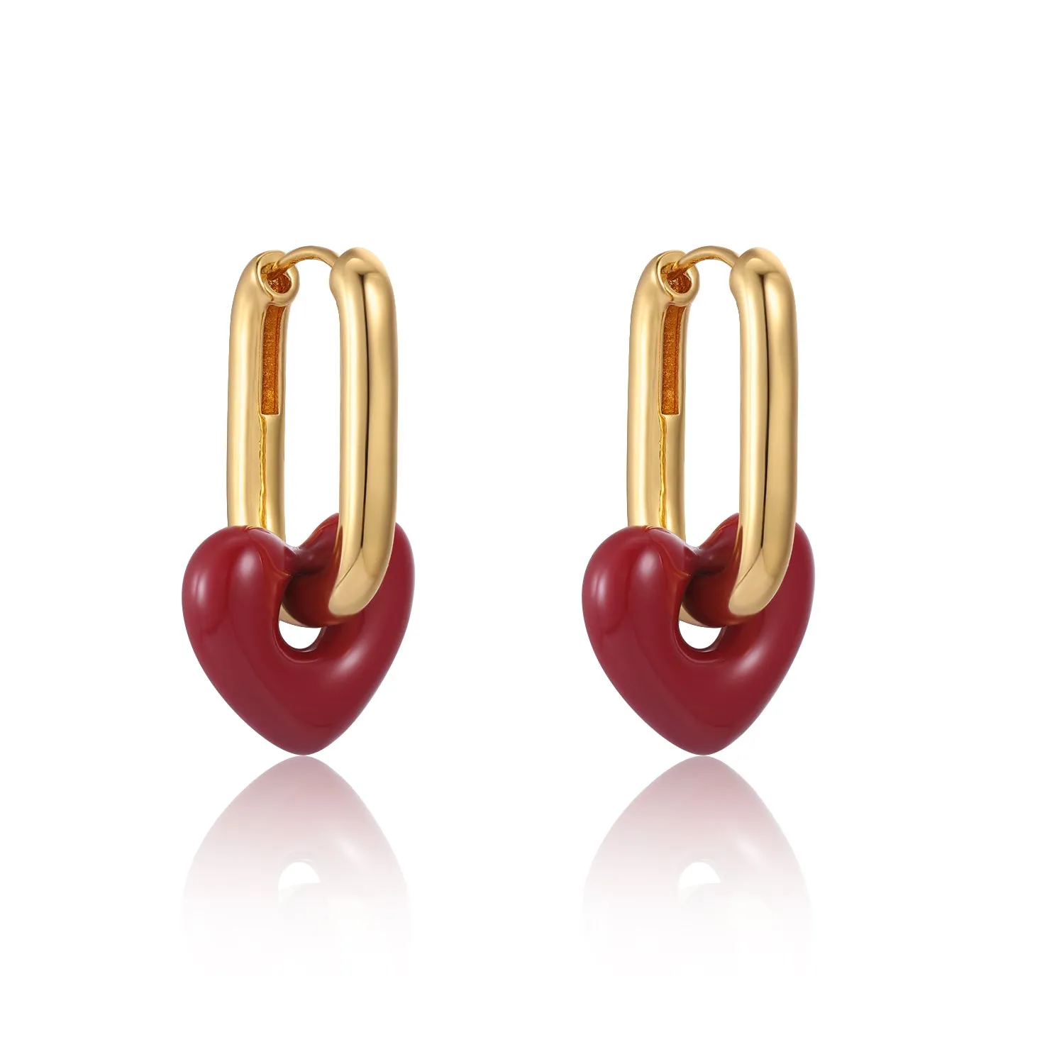 Enamel Glaze Heart Earrings