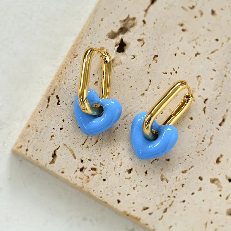 Enamel Glaze Heart Earrings