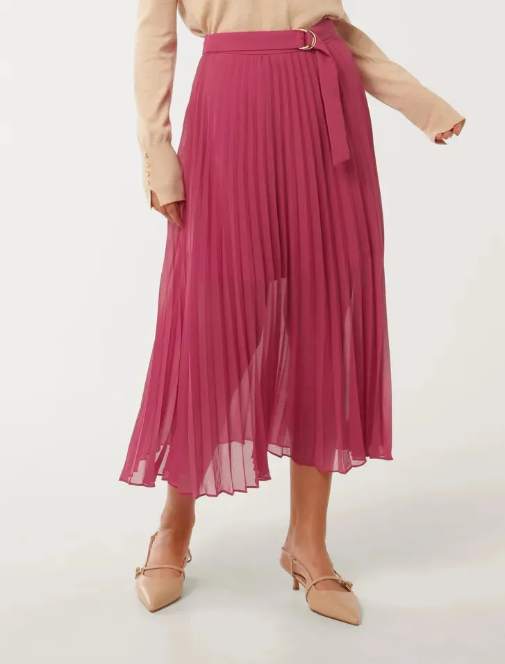 Esme Belted Pleated Skirt