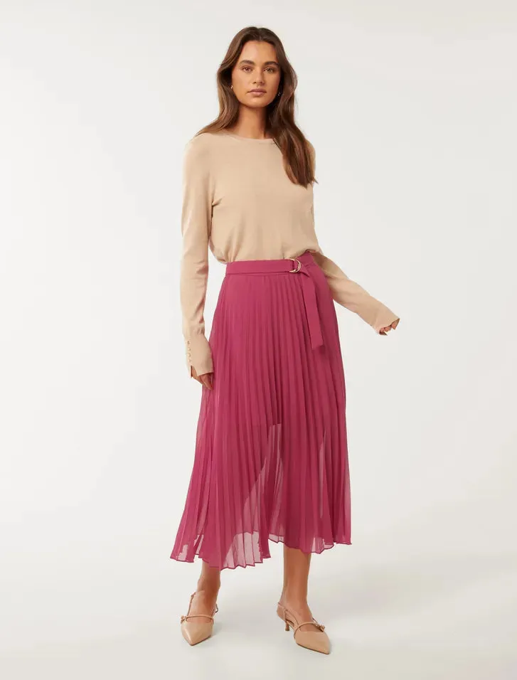 Esme Belted Pleated Skirt