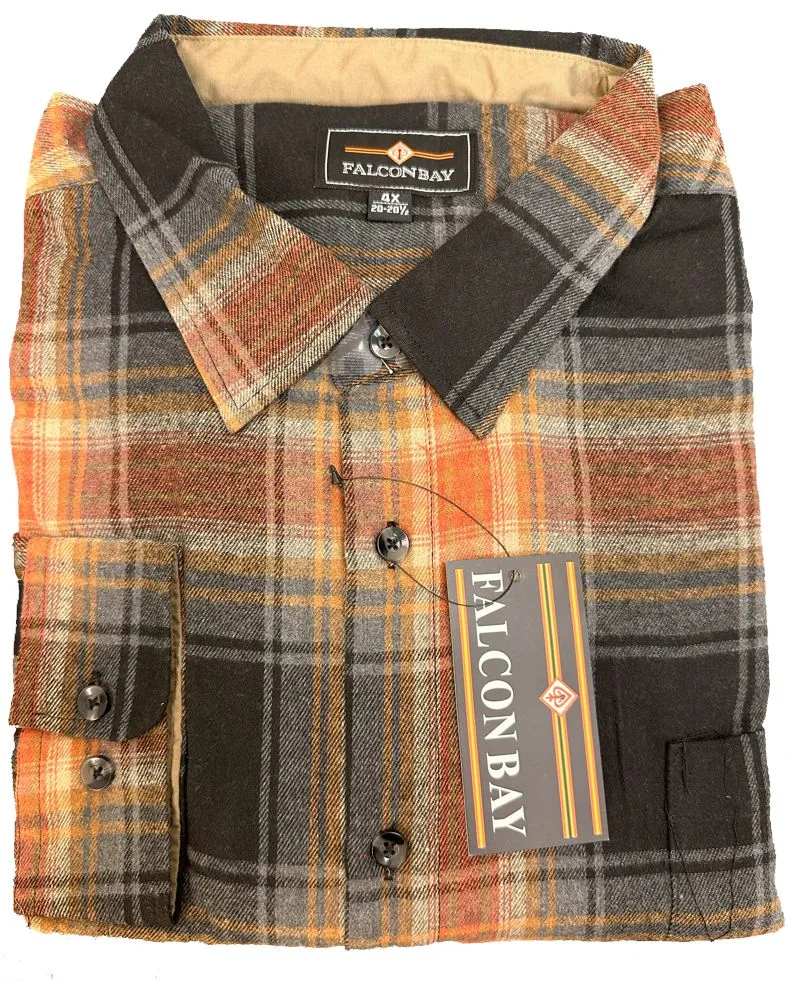 Falcon Bay Long Sleeve Heavy Plaid Flannel Shirt